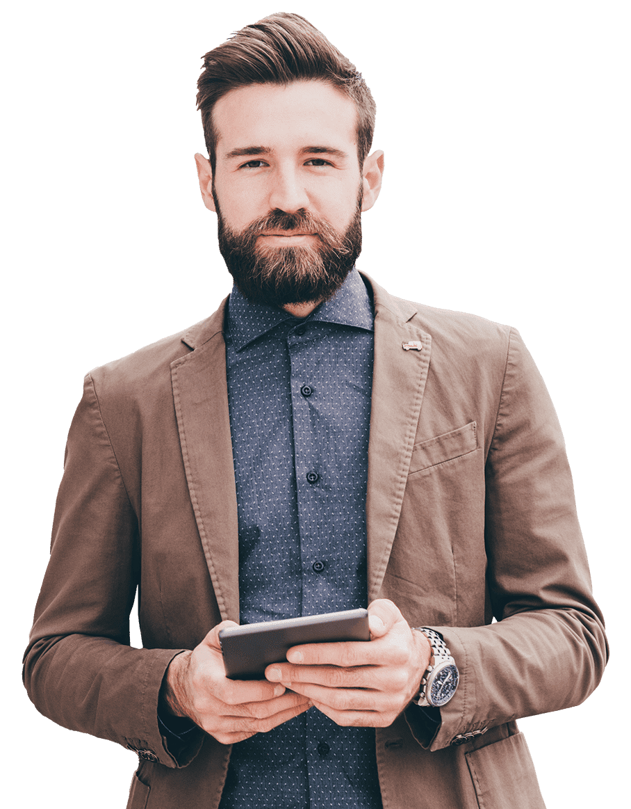 young casual businessman holding tablet 1 8VLWW7